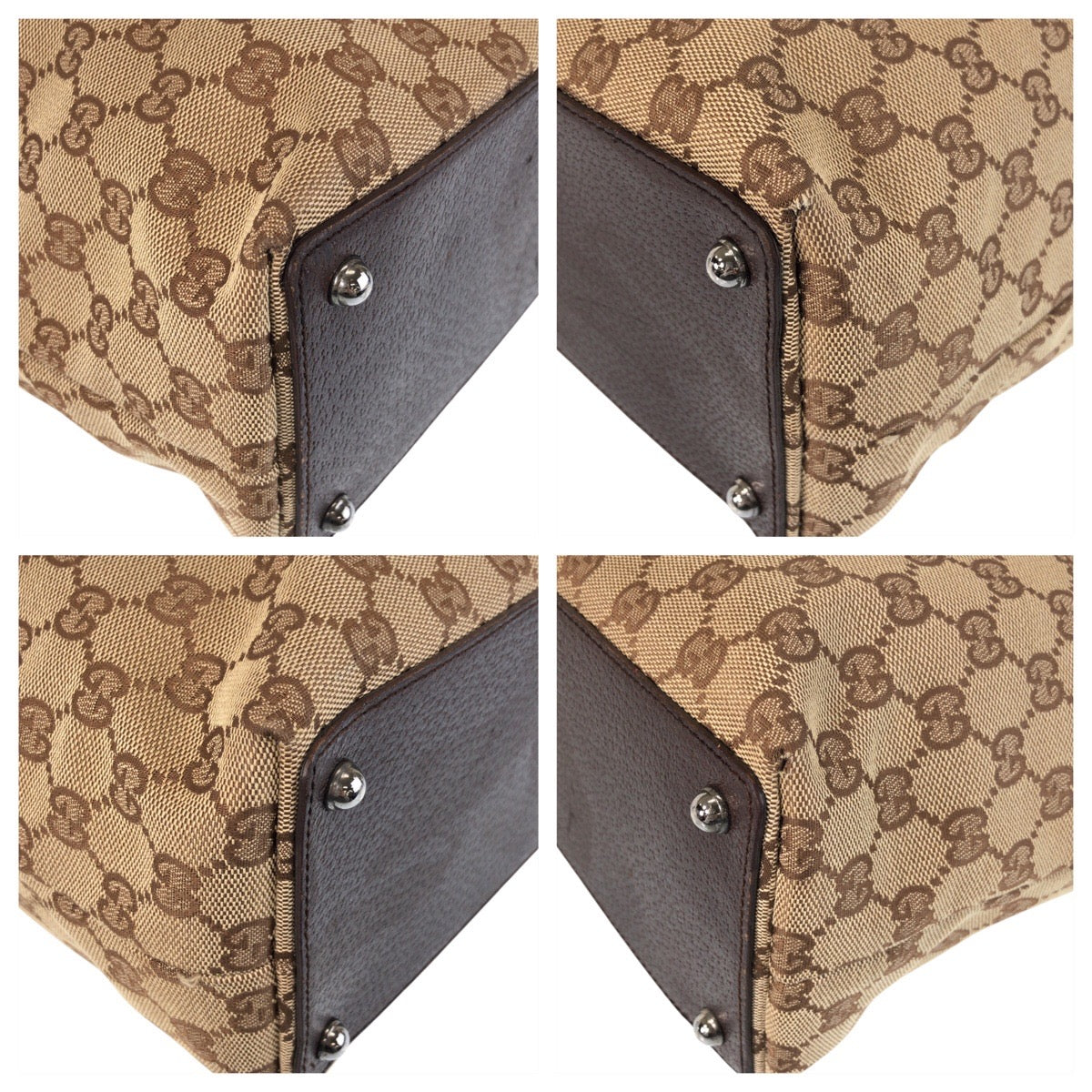 Gucci GG Canvas Brown Beige Tote Bag