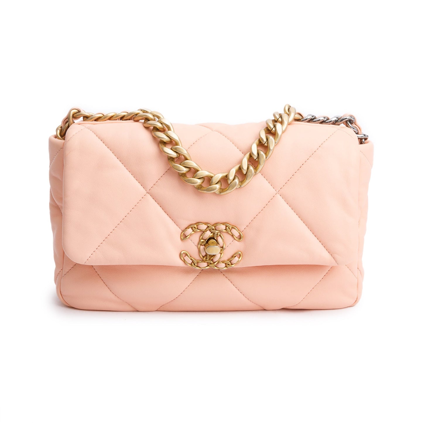 Chanel Peach 19 Flap Leather Lambskin Travel Bag
