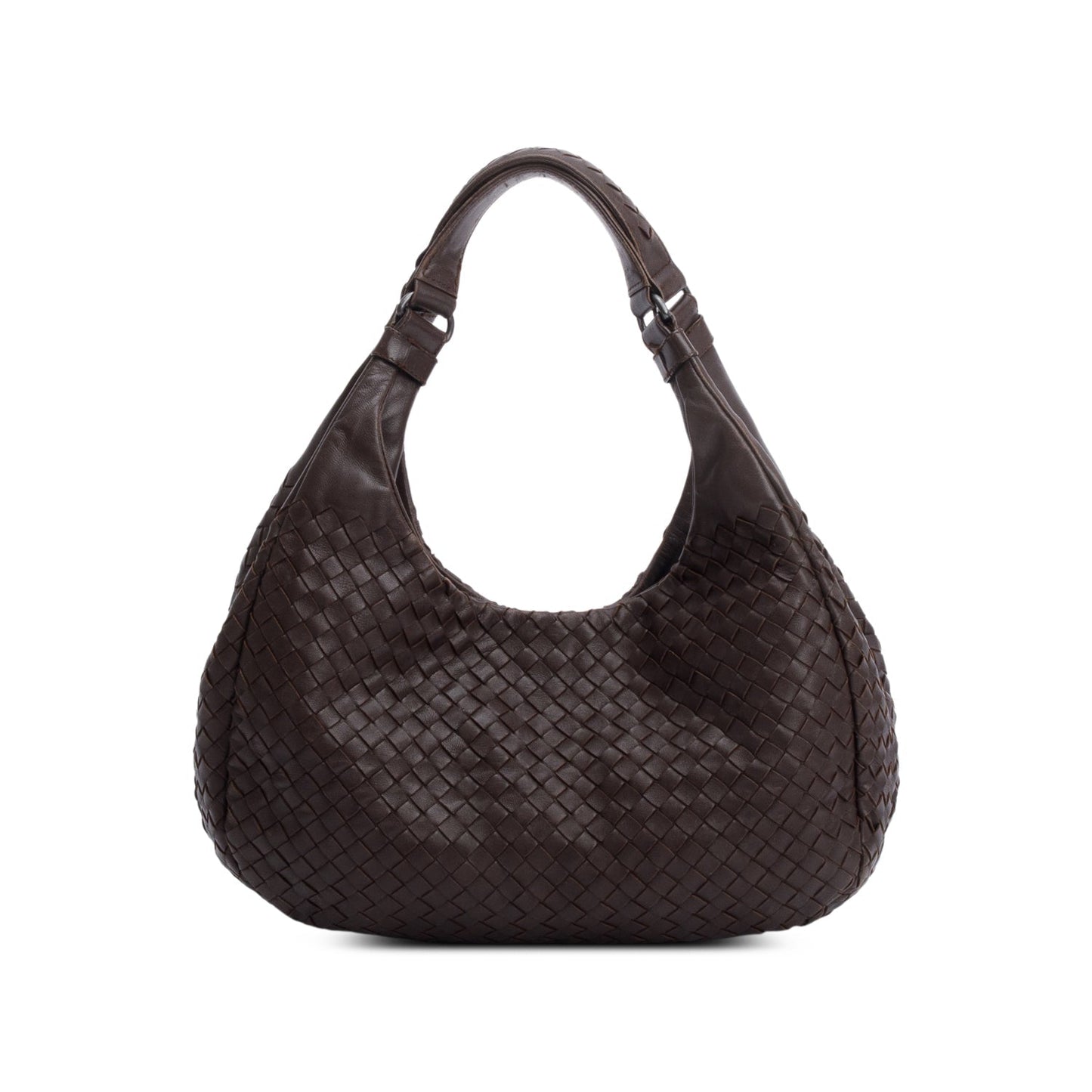 Bottega Veneta Intrecciato Campana Hobo Leather Brown Travel Bag
