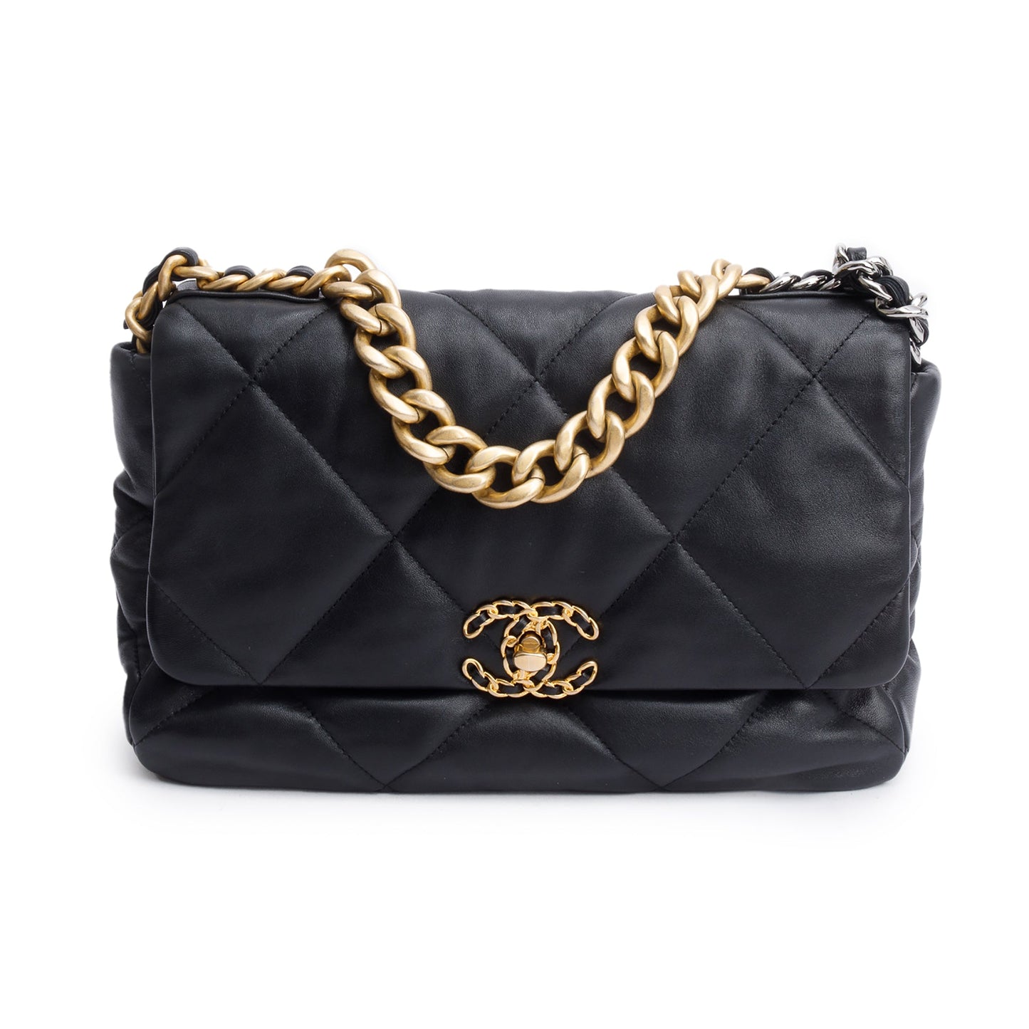 Chanel 19 Flap Leather Lambskin Black Travel Bag Flap Bag
