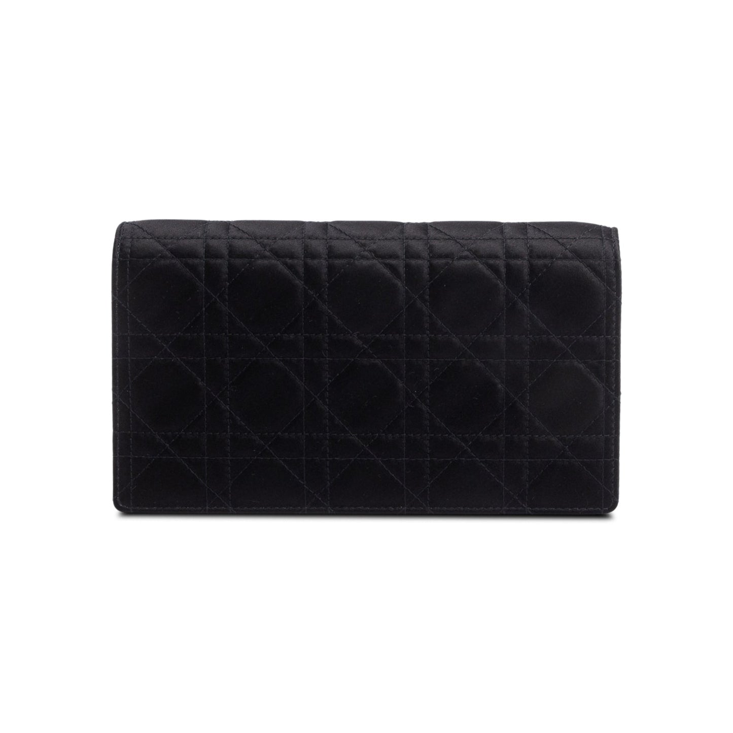 Dior Christian Cannage Lady Pouch Handbag Satin Black Travel Bag