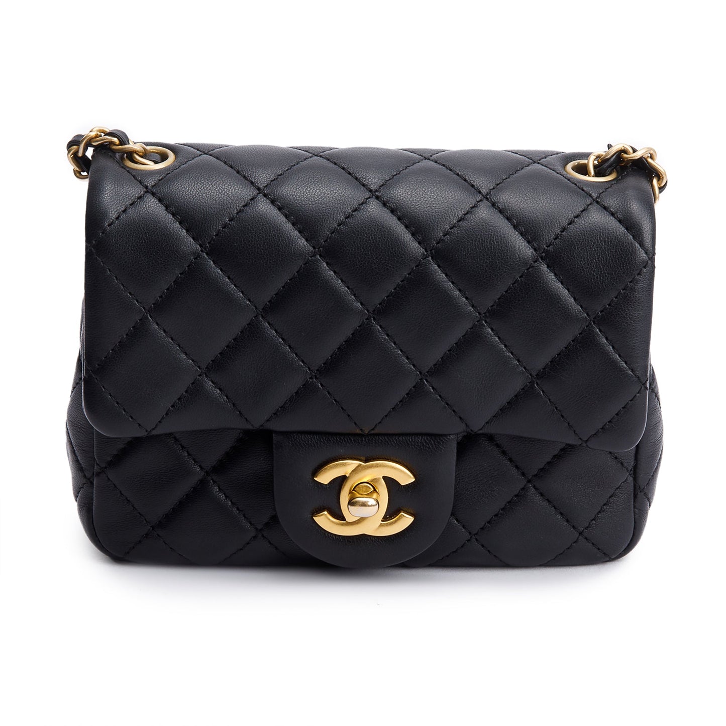 Chanel Quilted Pearl Crush Square Flap Lambskin Black Travel Bag 3