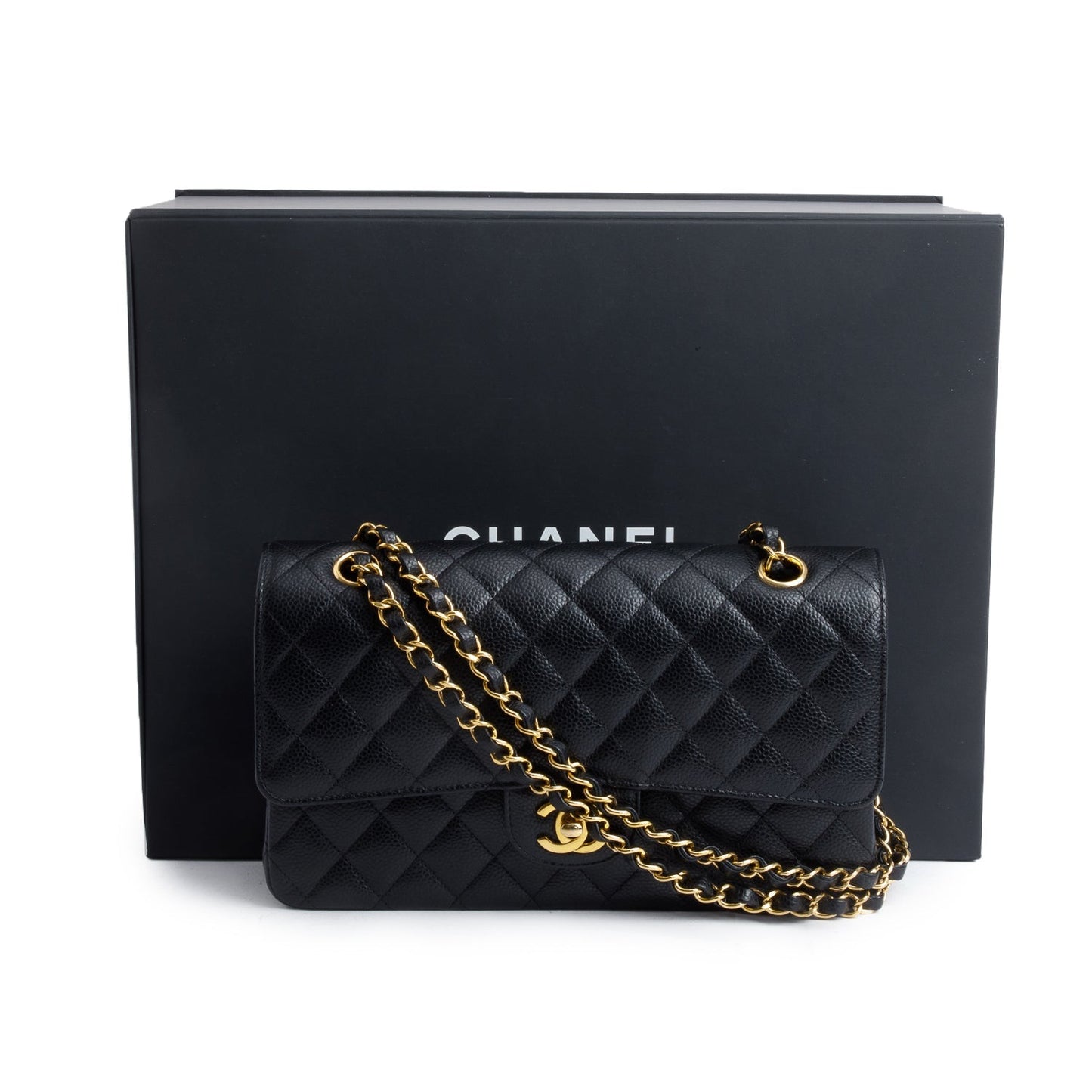 Chanel Quilted Caviar Classic Double Flap Leather Black Travel Bag 7