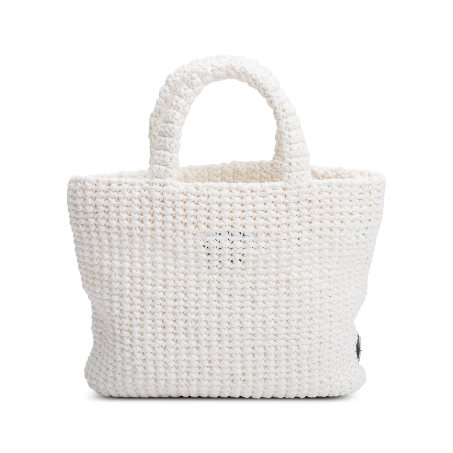 Prada Crochet Logo Tote Handbag Raffia White Tote Bag