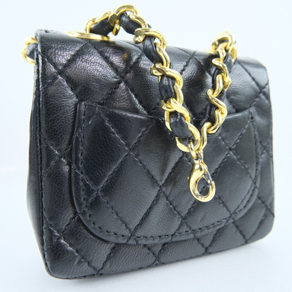 Chanel Waist lambskin Rare Micro Matrasse pochette Black Clutch Bag