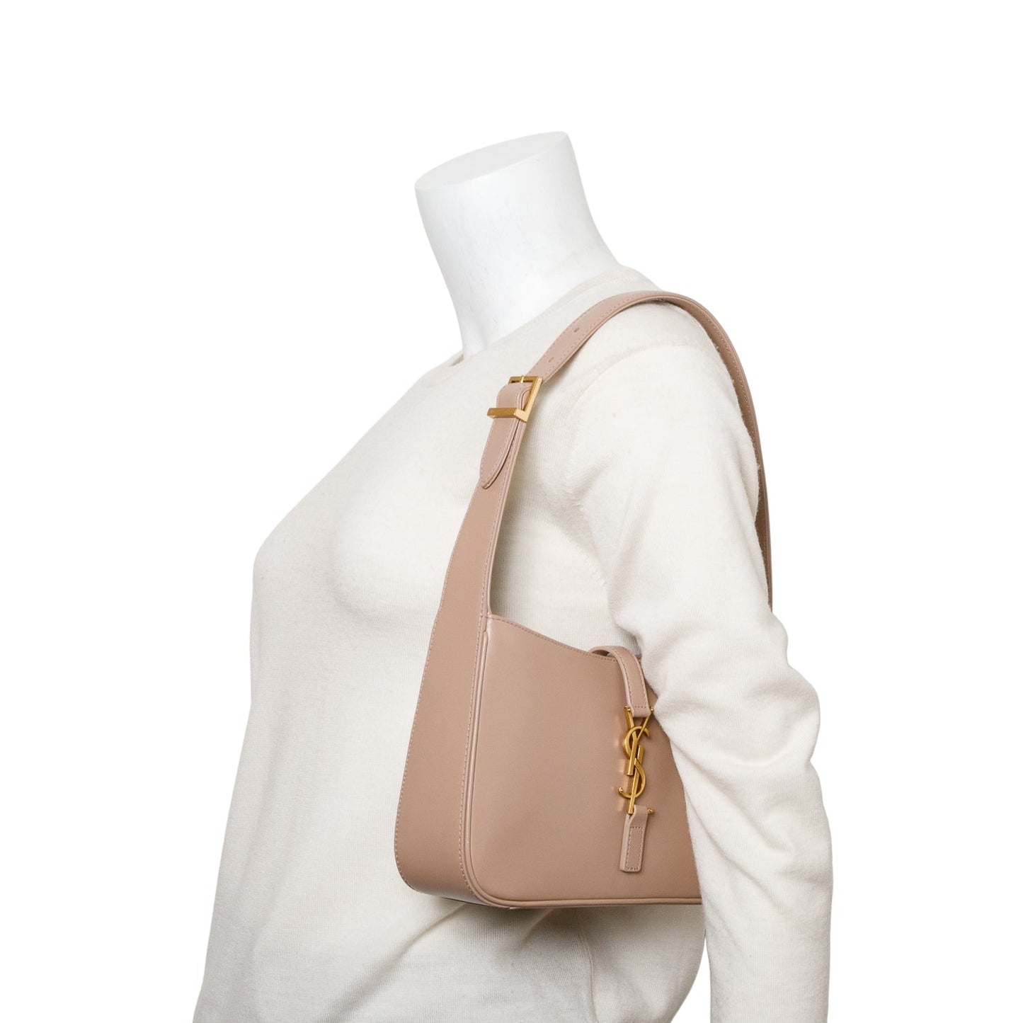 YSL Saint Laurent Smooth Calfskin Le Hobo Bag Leather Beige Shoulder Bag