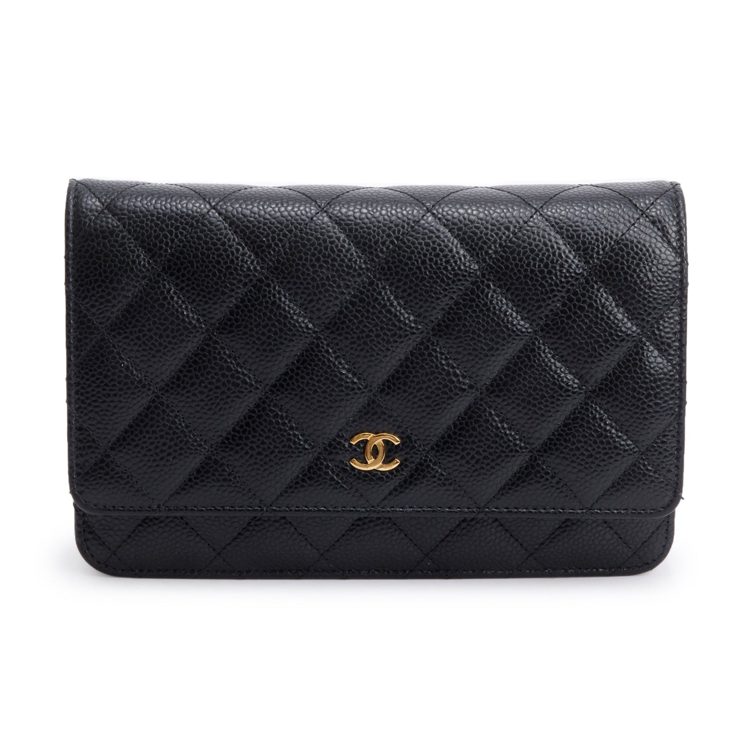 Chanel Quilted Caviar Classic on Leather Black Wallet Case 10