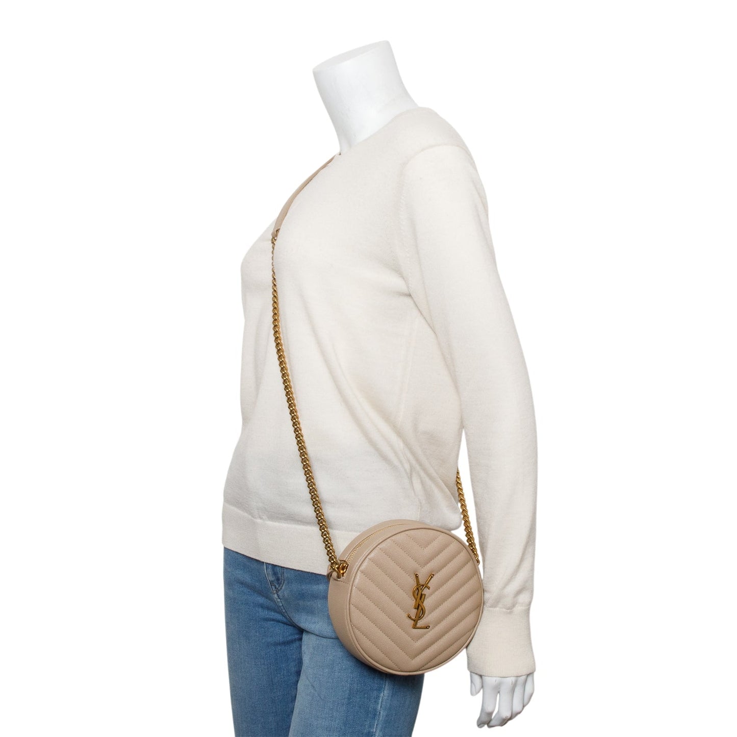 YSL Saint Laurent Round Camera Bag Leather Quilted Crossbody Bag