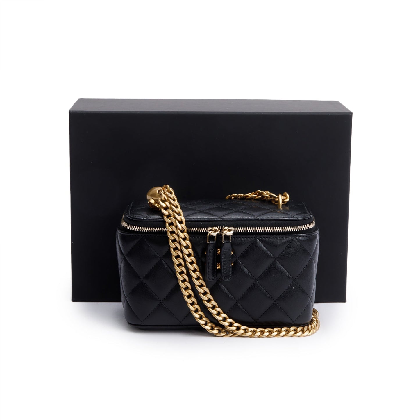 Chanel Quilted Caviar Sweet Heart Vanity Leather Black Travel Bag