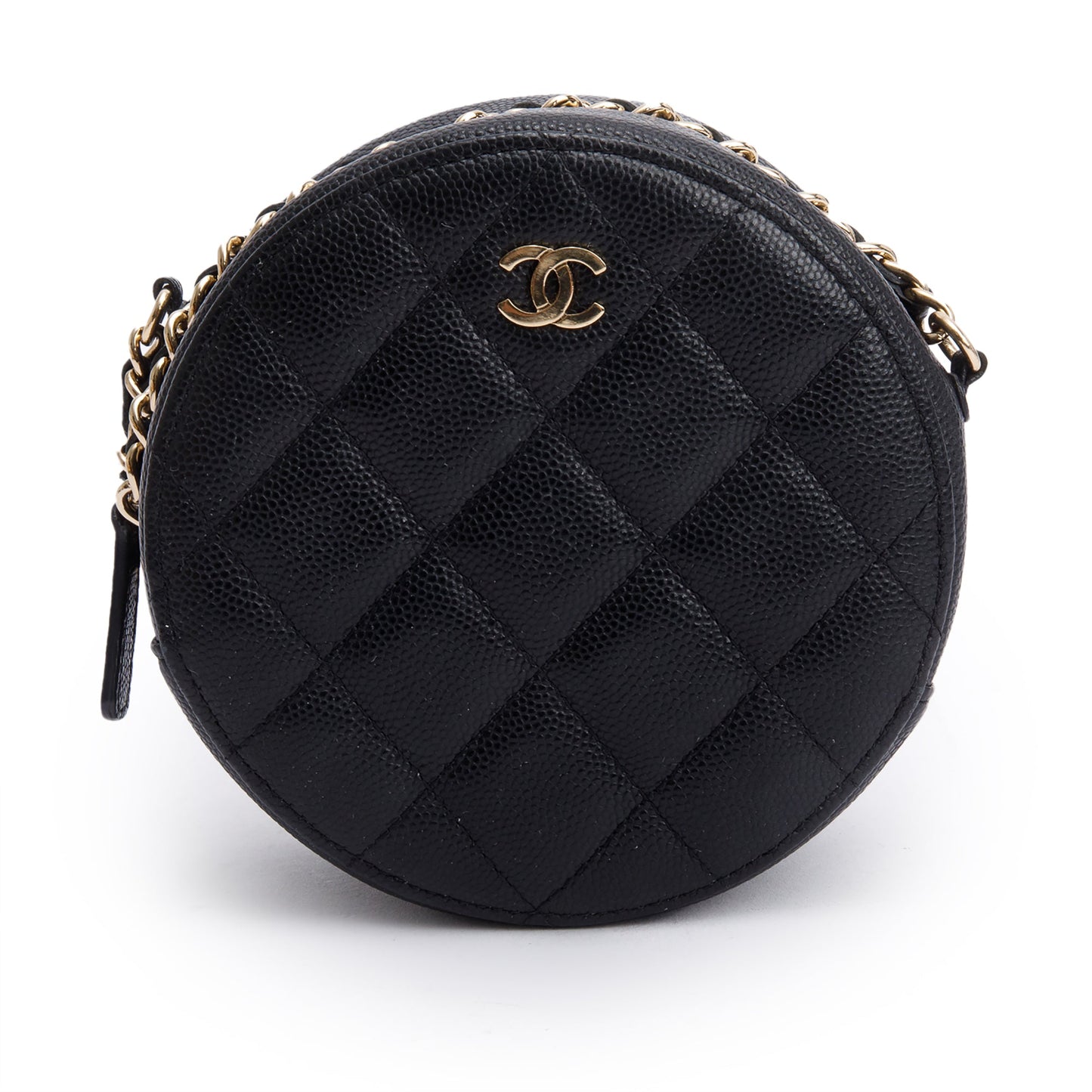 Chanel Caviar Round Leather Black Travel Bag