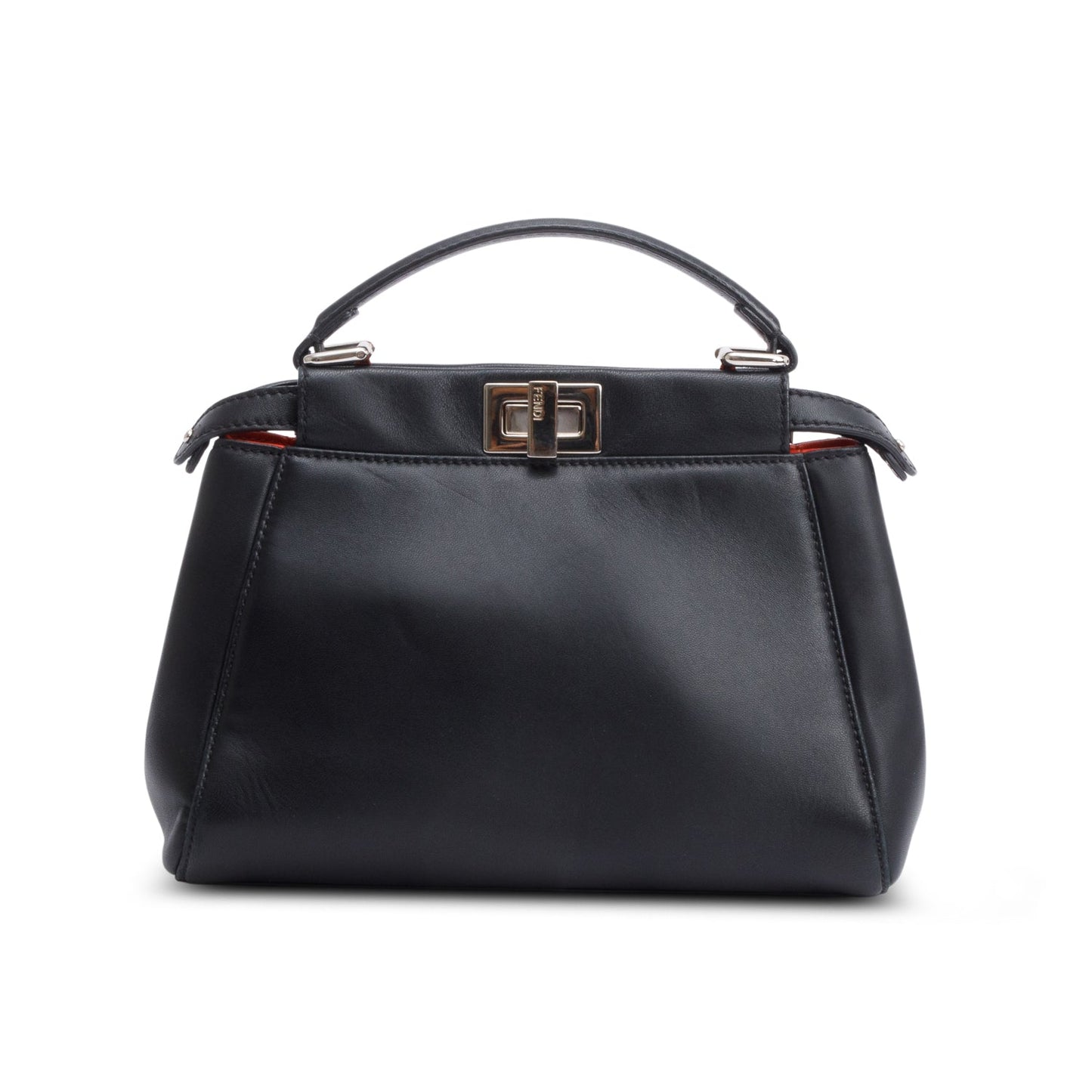 Fendi Calfskin Peekaboo Bag Leather Black Travel Bag