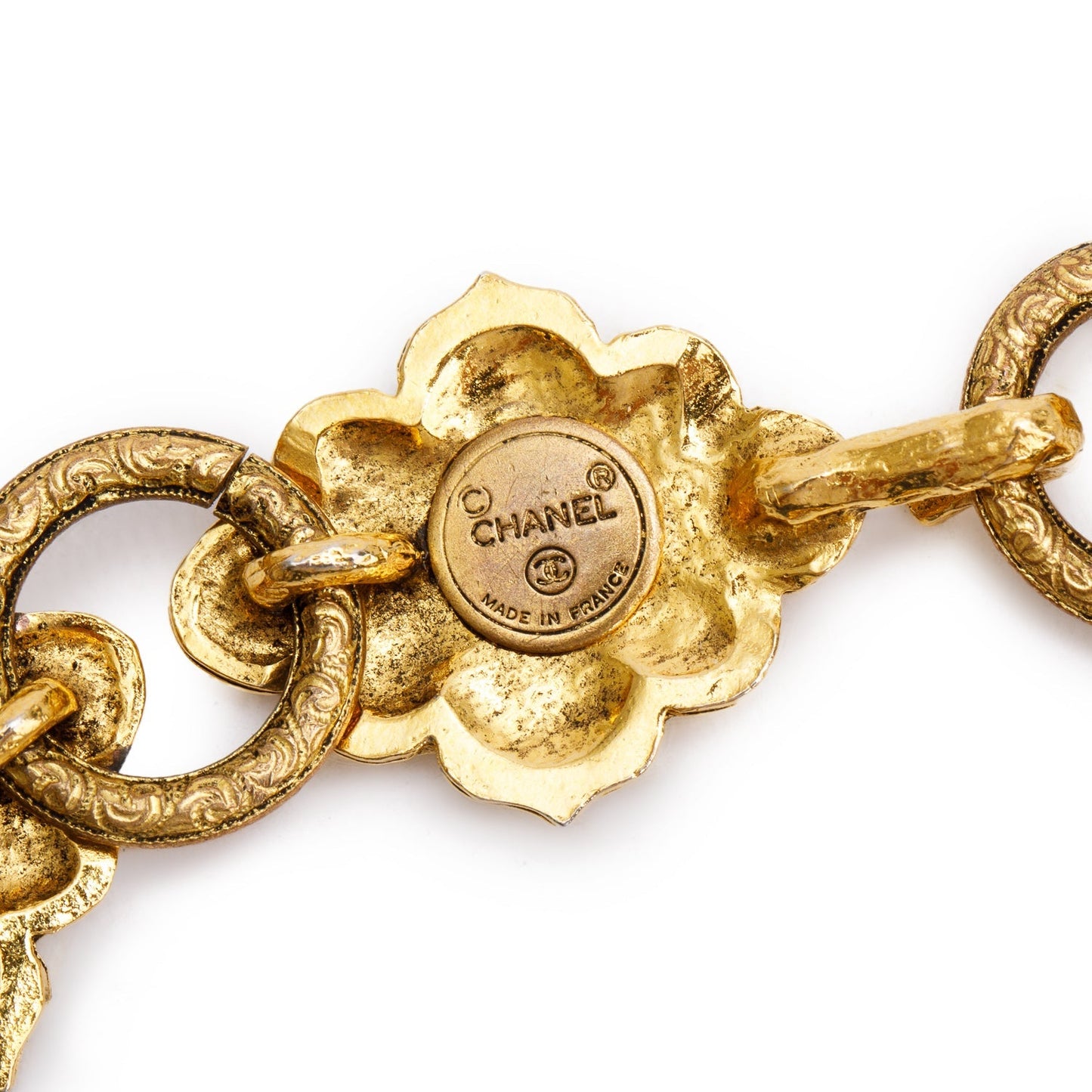 Chanel Plated Crystal Double Strand -Link Gold Belt