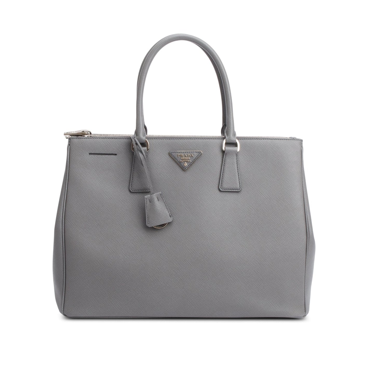 Prada Grey Saffiano Lux Double Zip Galleria Tote Large Tote Bag