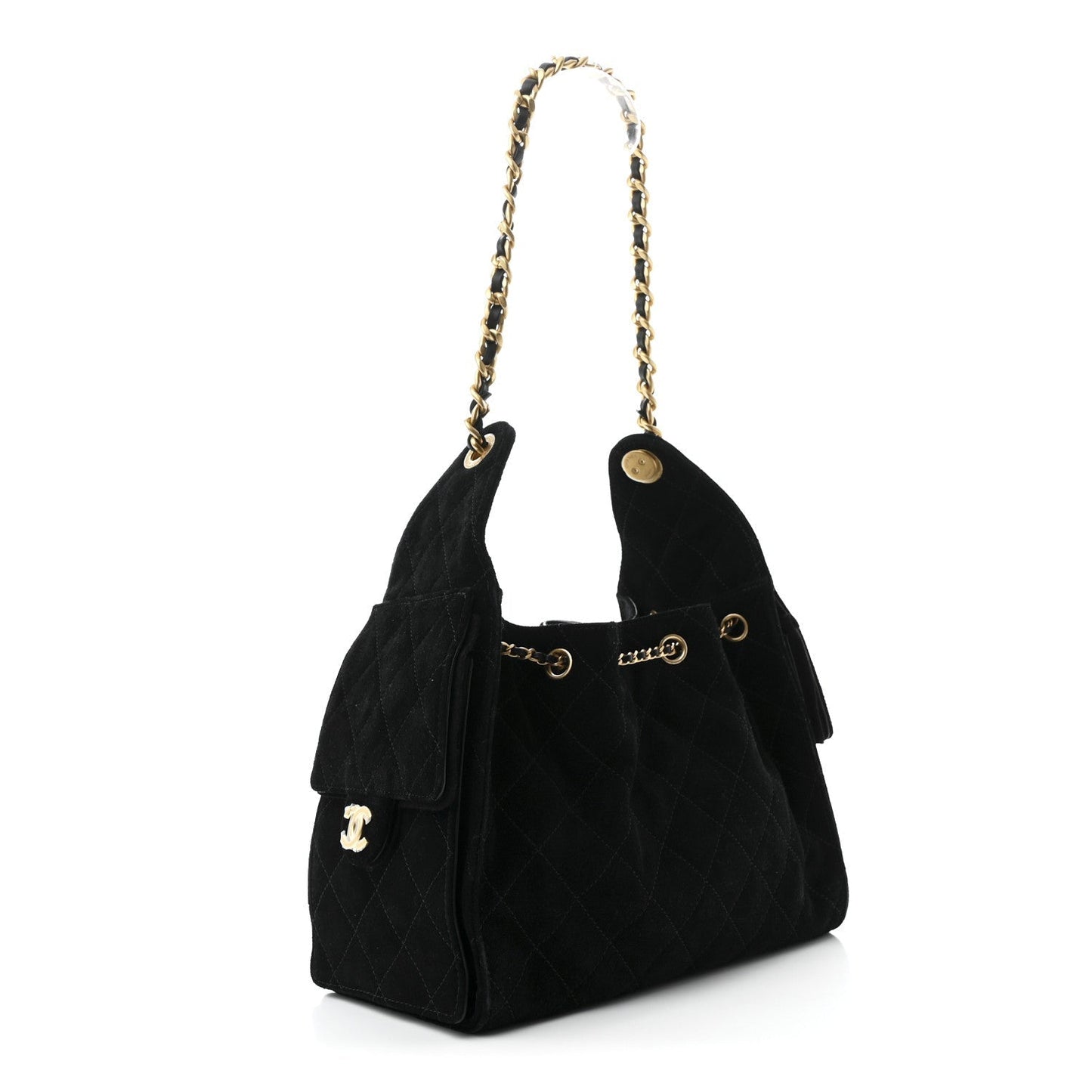 Chanel Suede Quilted Small 25 Handbag Black