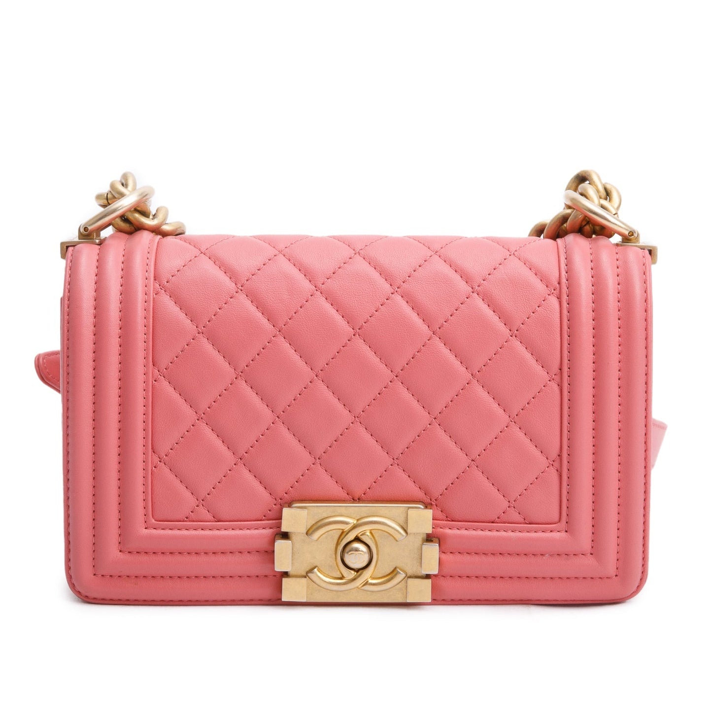 Chanel Boy Leather Lambskin Pink Travel Bag Boy Bag