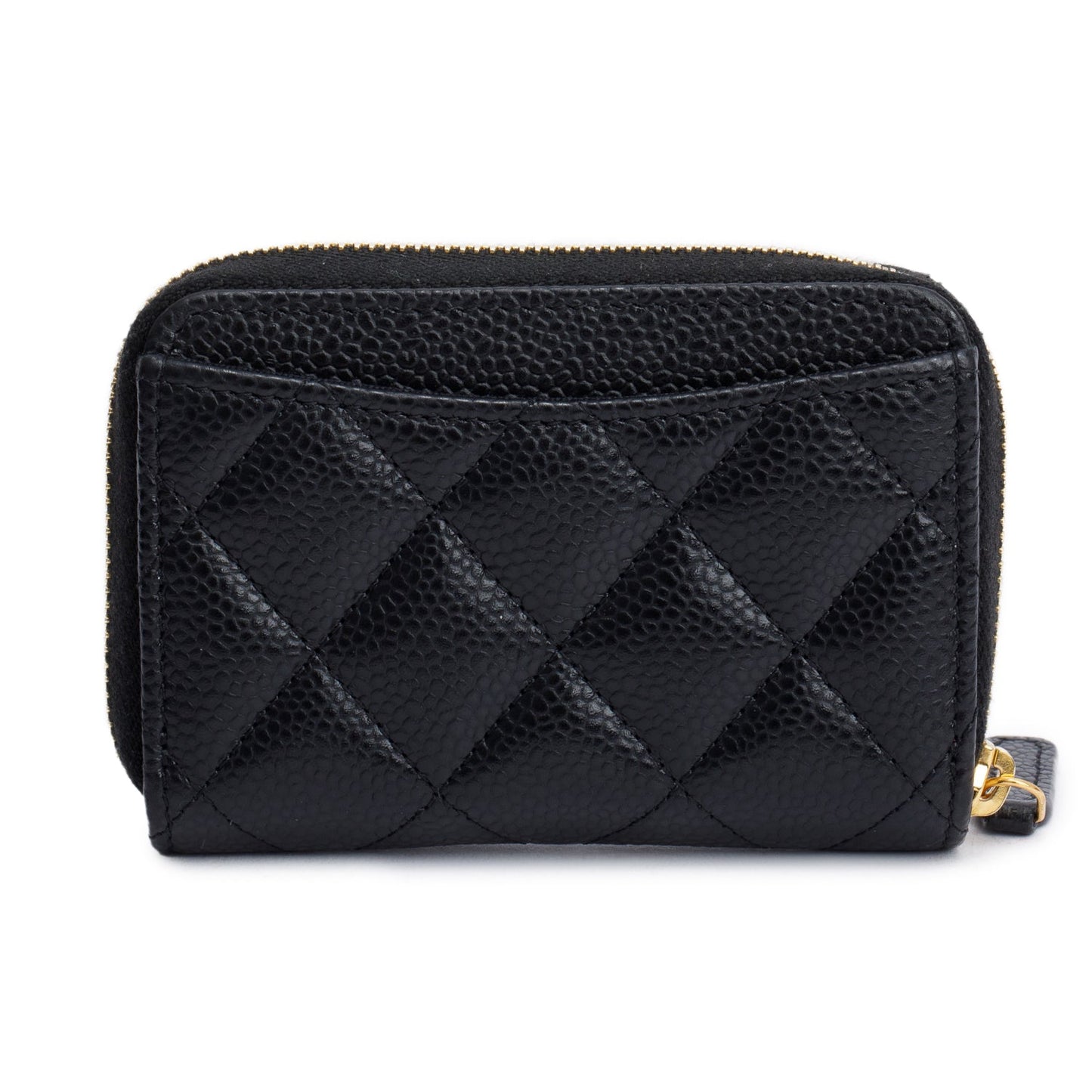 Chanel Caviar Classic Zipped Coin Purse Leather Black Wallet Case Coin Purse