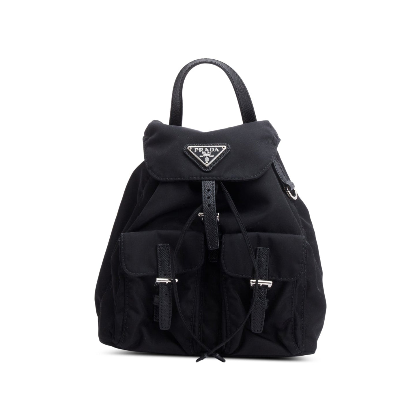 Prada Tessuto & Saffiano Mini Double Pocket Chain Leather Nylon Shoulder Bag