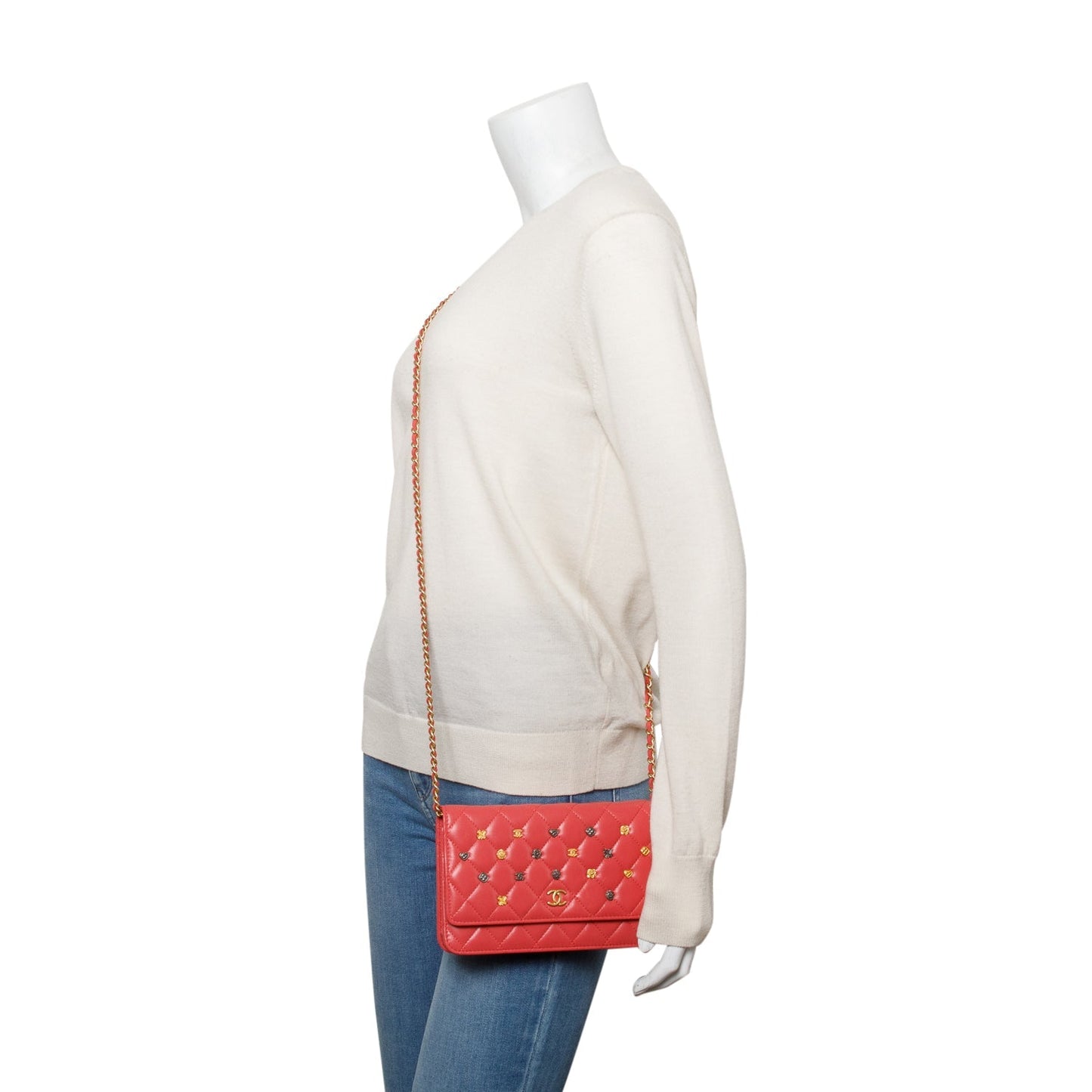 Chanel Quilted 18k Lucky Charms on Leather Lambskin Pink Key Chain