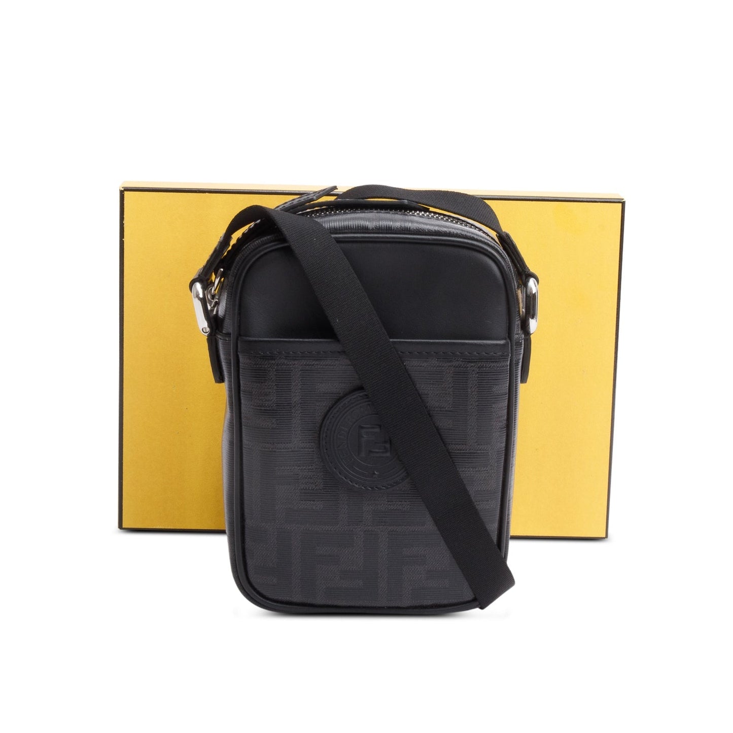 Fendi Ff Zucca Coated Double Mini Camera Bag Leather Canvas Travel Bag