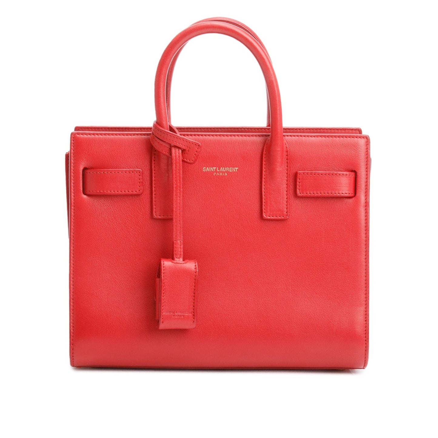 YSL Saint Laurent Smooth Nano Sac De Jour Travel Bag Leather Red