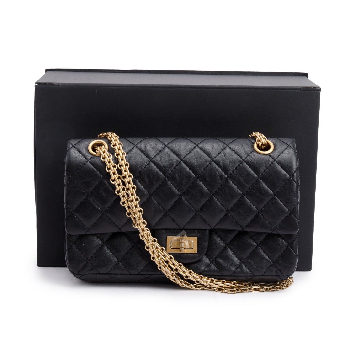 Chanel Aged 2.55 Reissue 225 Double Leather Calfskin Black Travel Bag