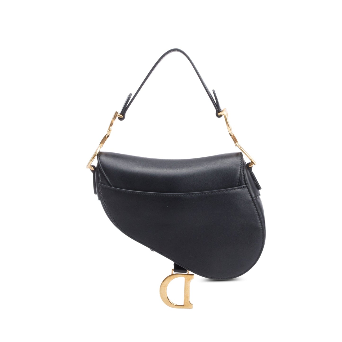 Dior Christian Calfskin Saddle Bag Leather Black Travel Bag