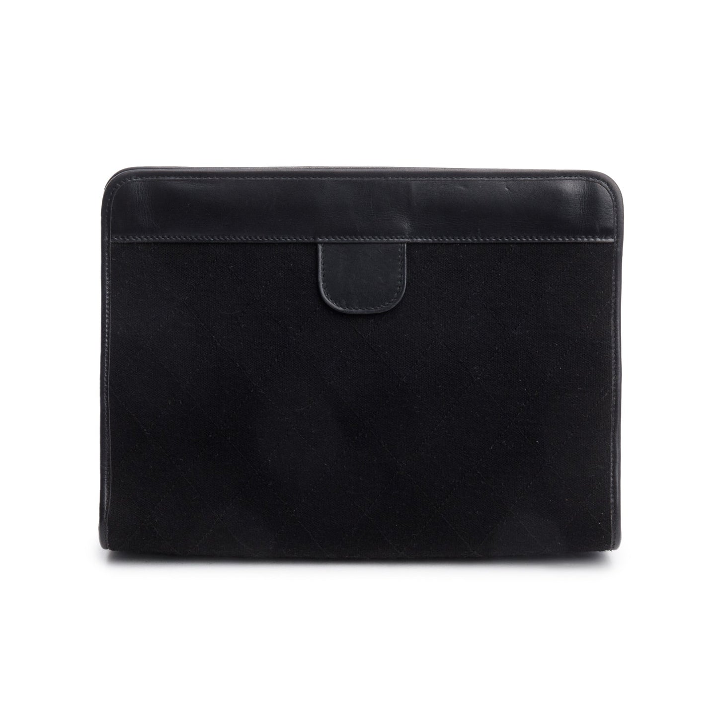 Chanel Quilted CC Jersey Frame Black Travel Bag