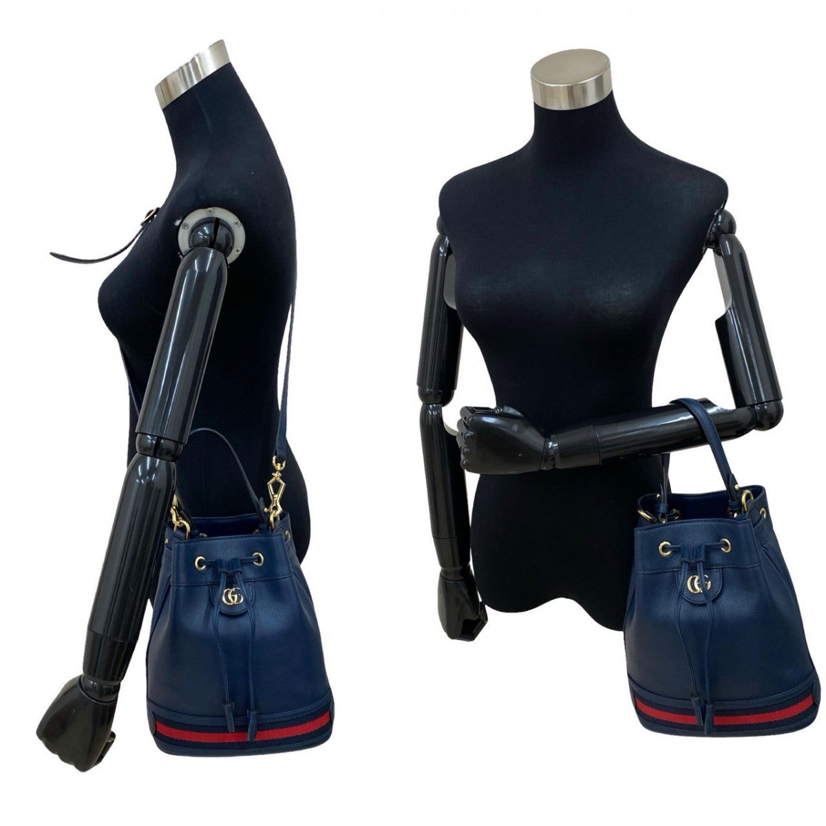 Gucci GG Leather Navy Small Logo Shoulder Bag