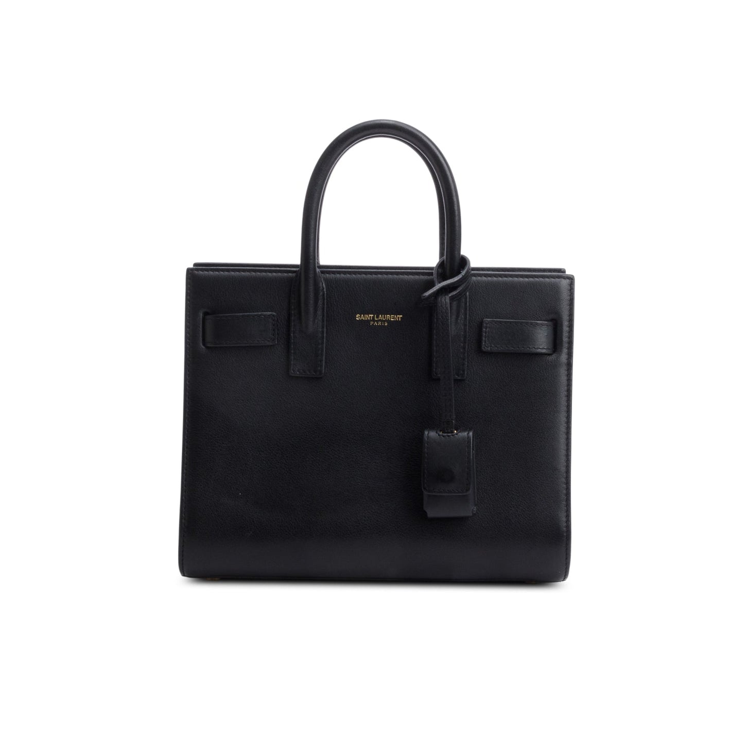 YSL Saint Laurent Calfskin Nano Sac De Jour Travel Bag Leather Black