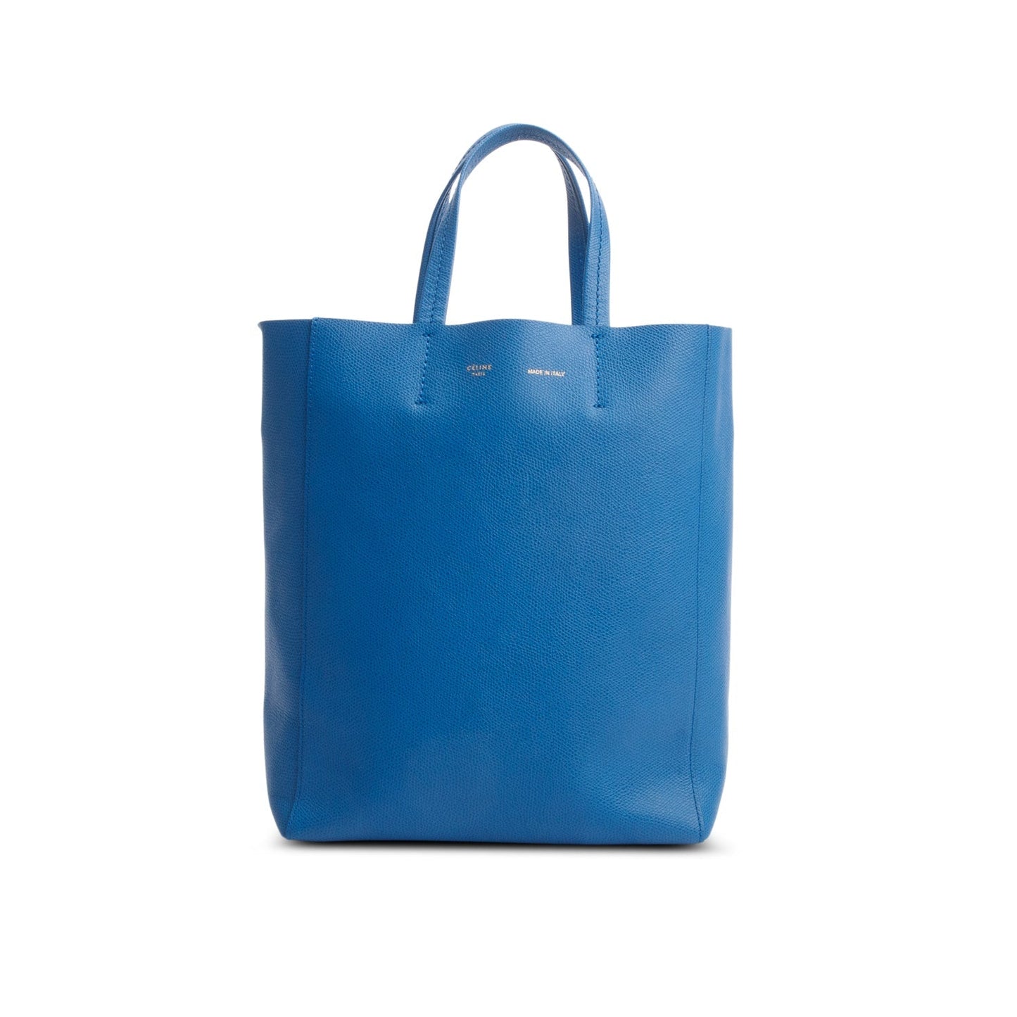 Celine Grained Calfskin Vertical Cabas Tote Handbag Blue Small Tote Bag