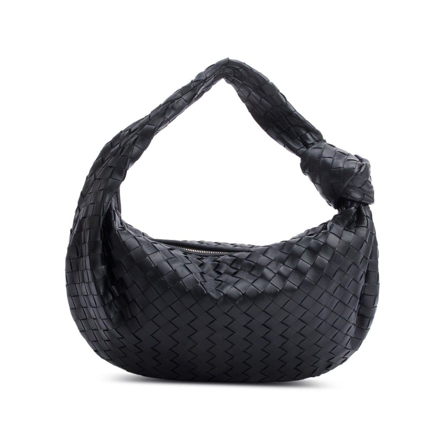 Bottega Veneta Nappa Intrecciato Jodie Shoulder Bag Black Small