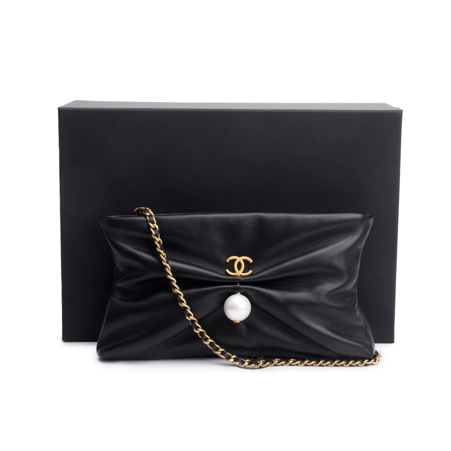 Chanel Shiny Pearl Lambskin Black Travel Bag