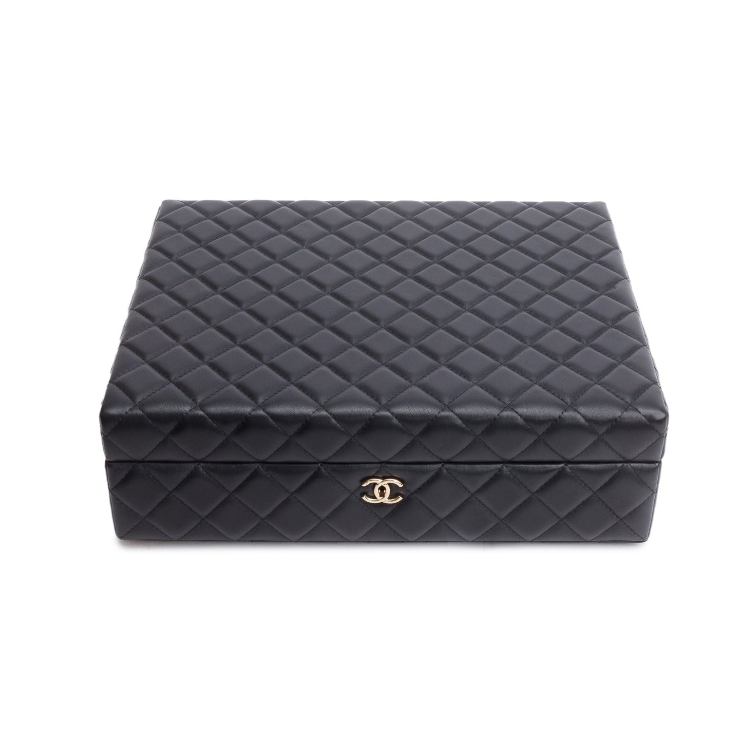 Chanel Tweed Success Story Trunk Set Leather Calfskin Lambskin Black Travel Bag