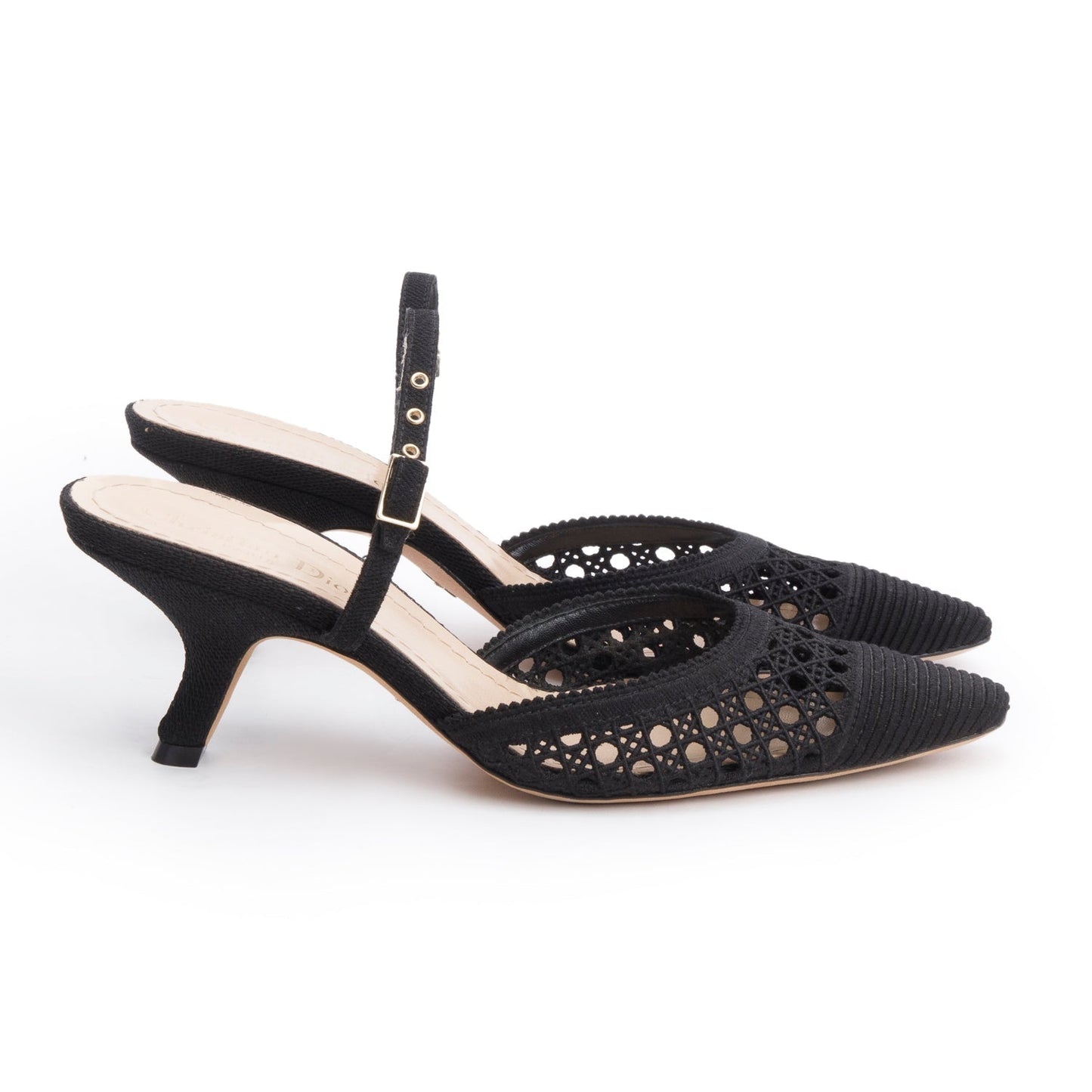 Dior Christian Mesh Fabric Capture Slingback Pumps, Size Black Shoes