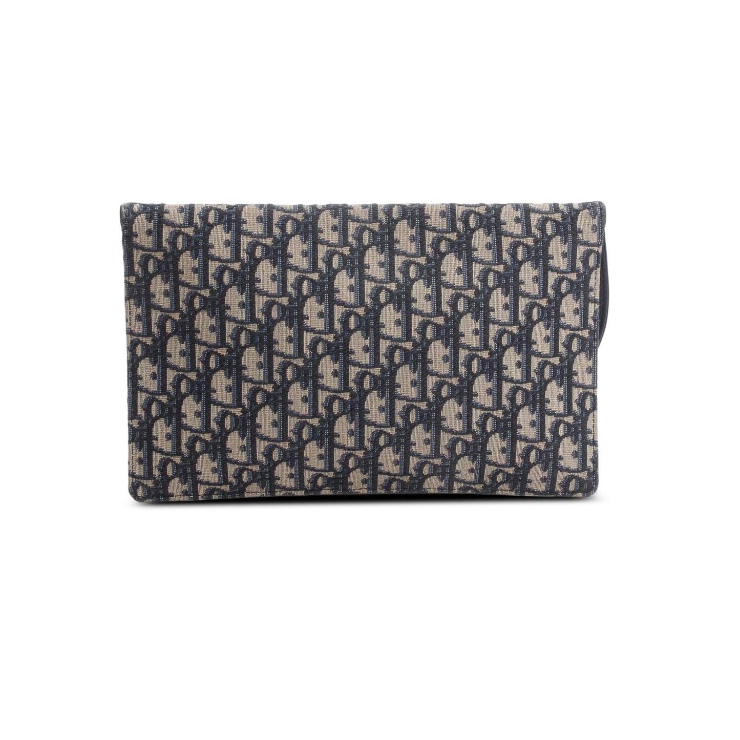 Dior Christian Oblique Jacquard Saddle Pouch Handbag Canvas Blue Travel Bag