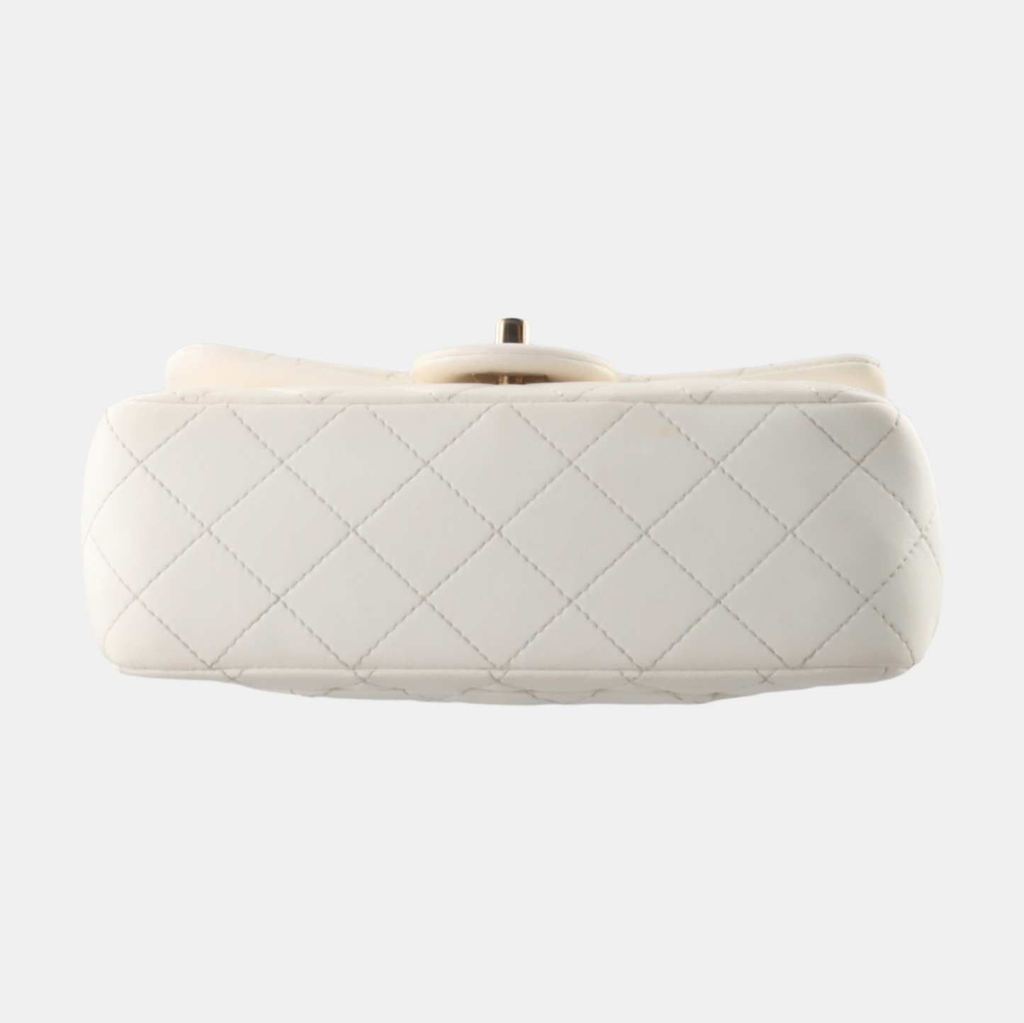 Chanel Classic Flap Rectangular Lambskin Pearl Crush White Gold Mini Bag