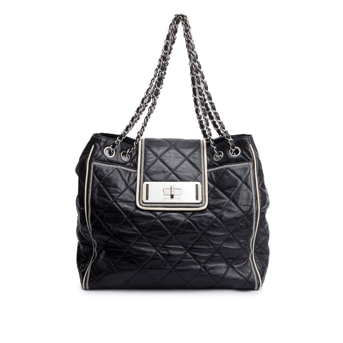 Chanel Glazed North South Reissue Lambskin Black Travel Bag