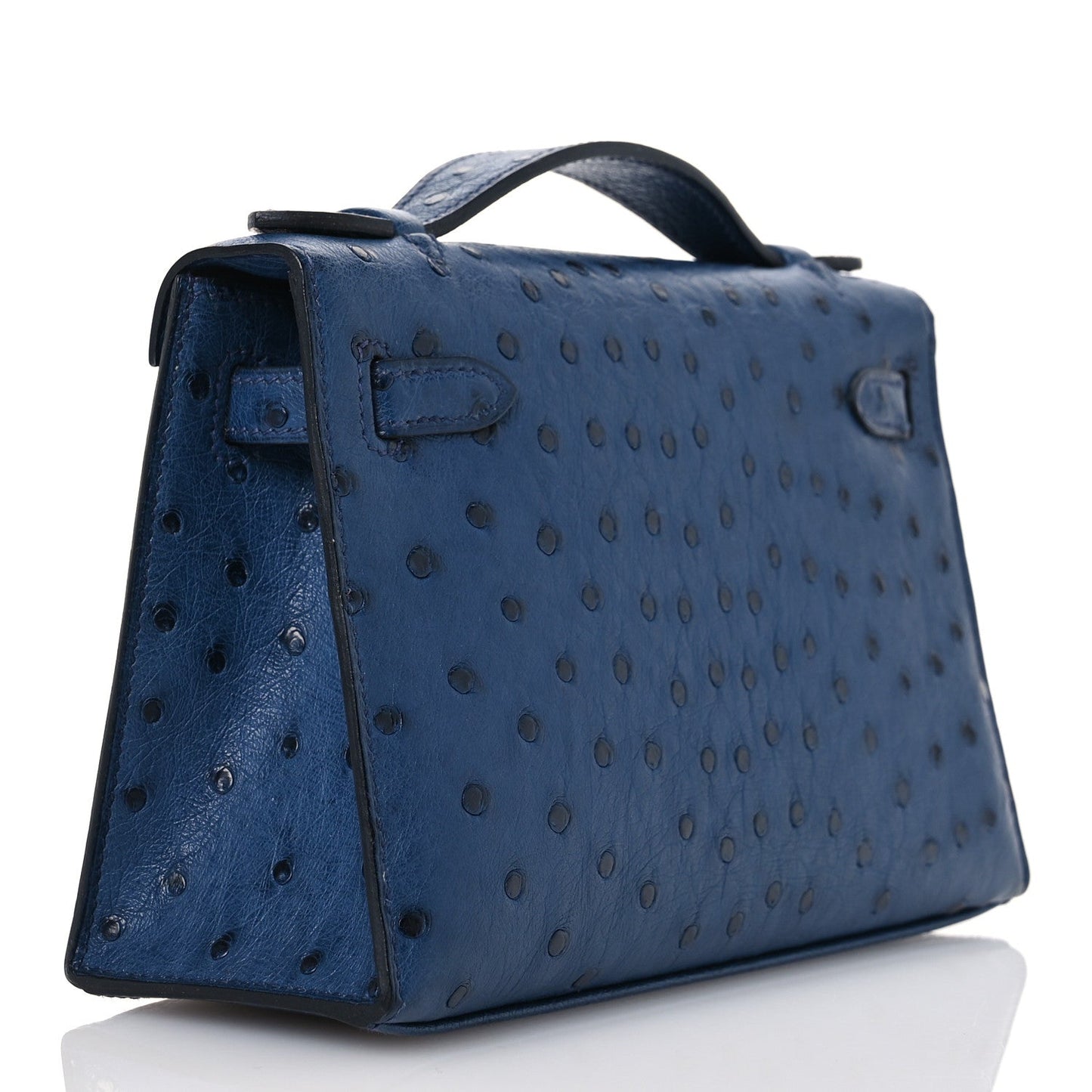 Hermes Ostrich Kelly Pochette Clutch Bleu Roi Clutch Bag