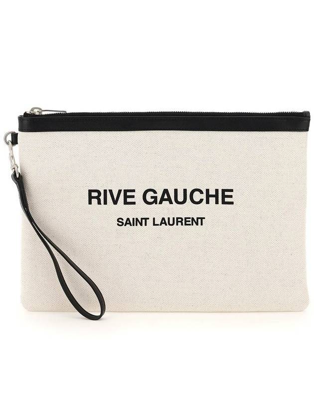 YSL Saint Laurent Luxury Trending Rive Gauche Linen Clutch Bag White