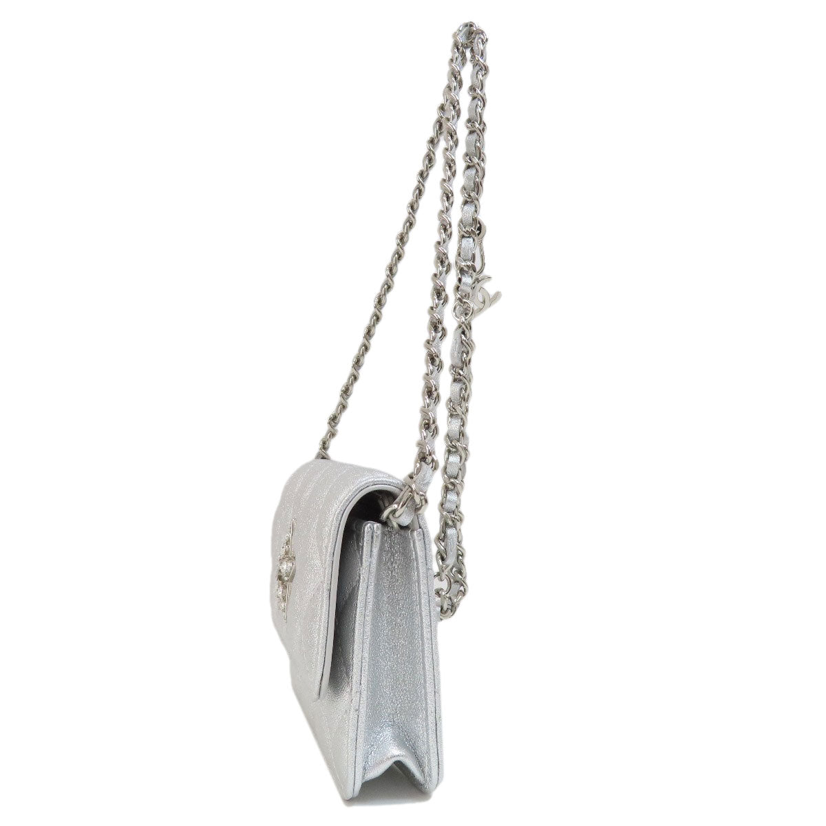 Chanel lambskin ChainShoulder Star Motif Matelasse SilverMetal Shoulder Bag
