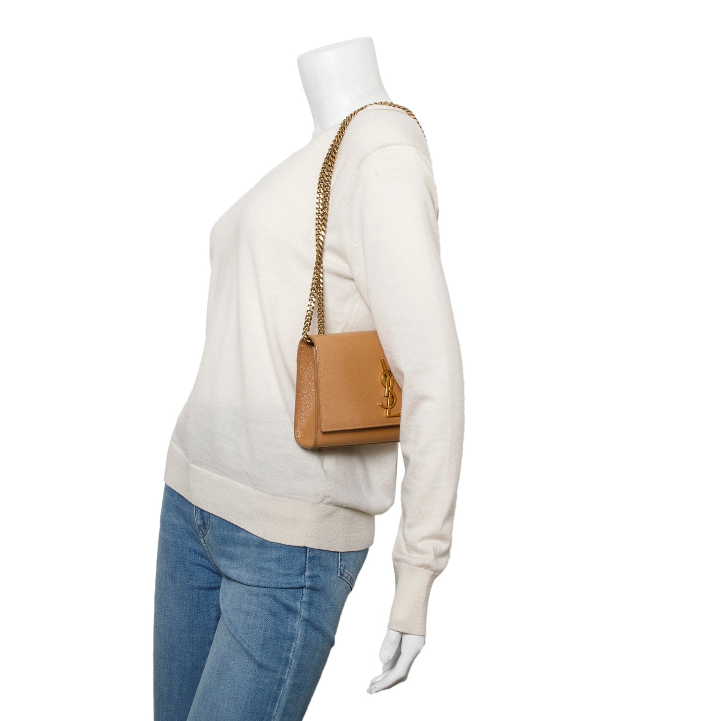 YSL Saint Laurent Grain De Poudre Small Kate Satchel Leather Monogram Travel Bag