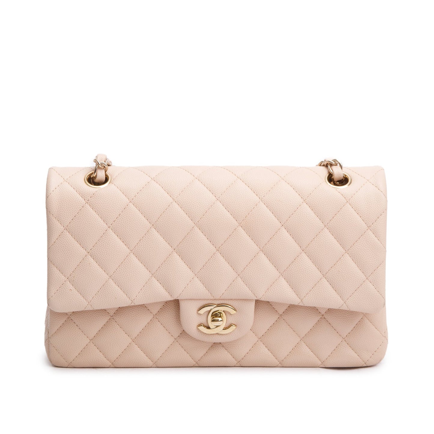 Chanel Caviar Classic Double Flap Leather Beige Travel Bag Double Flap
