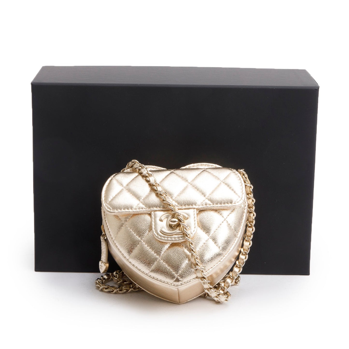 Chanel Quilted CC Love Heart Lambskin Gold Travel Bag