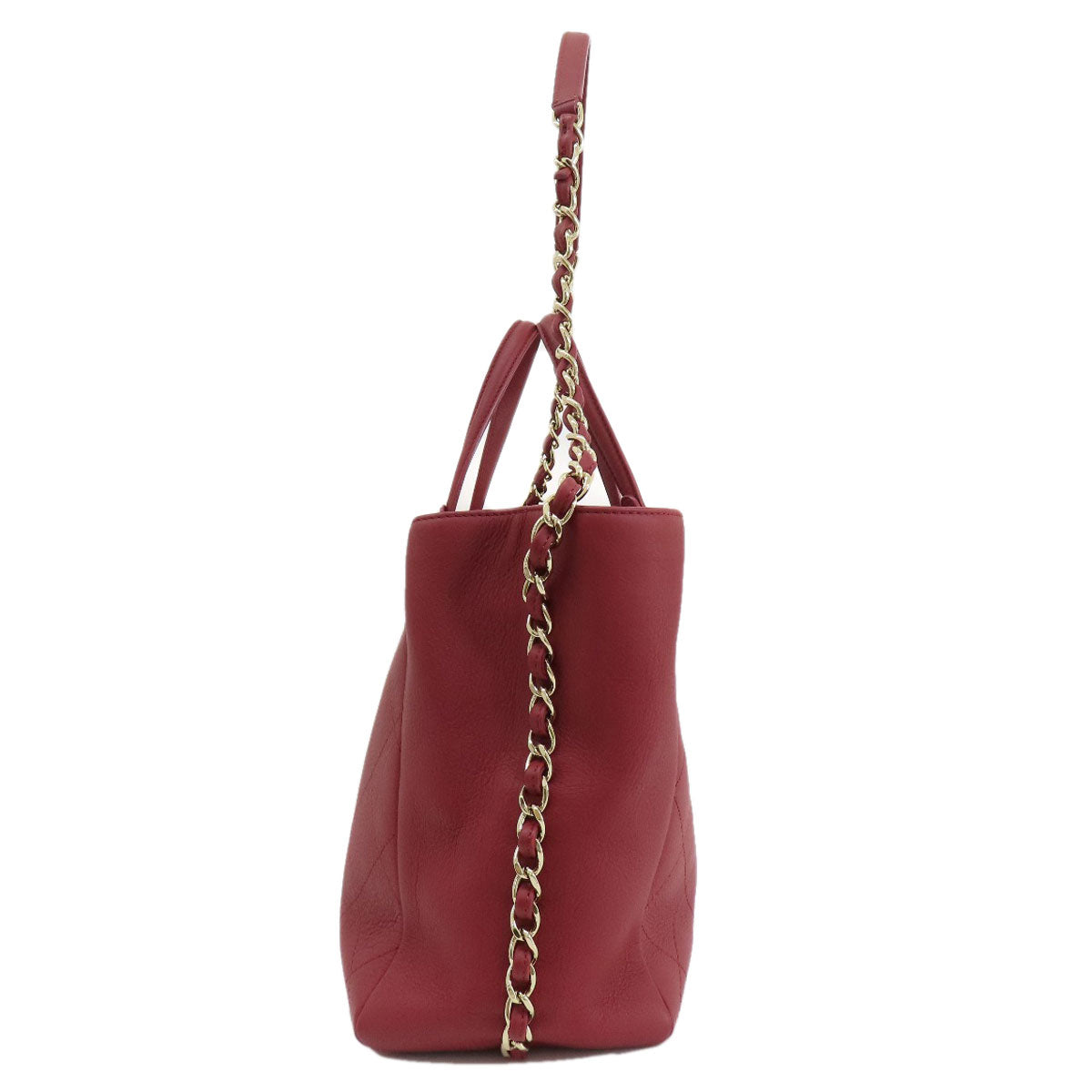 Chanel Calfskin COCO Mark Red Gold Handbag