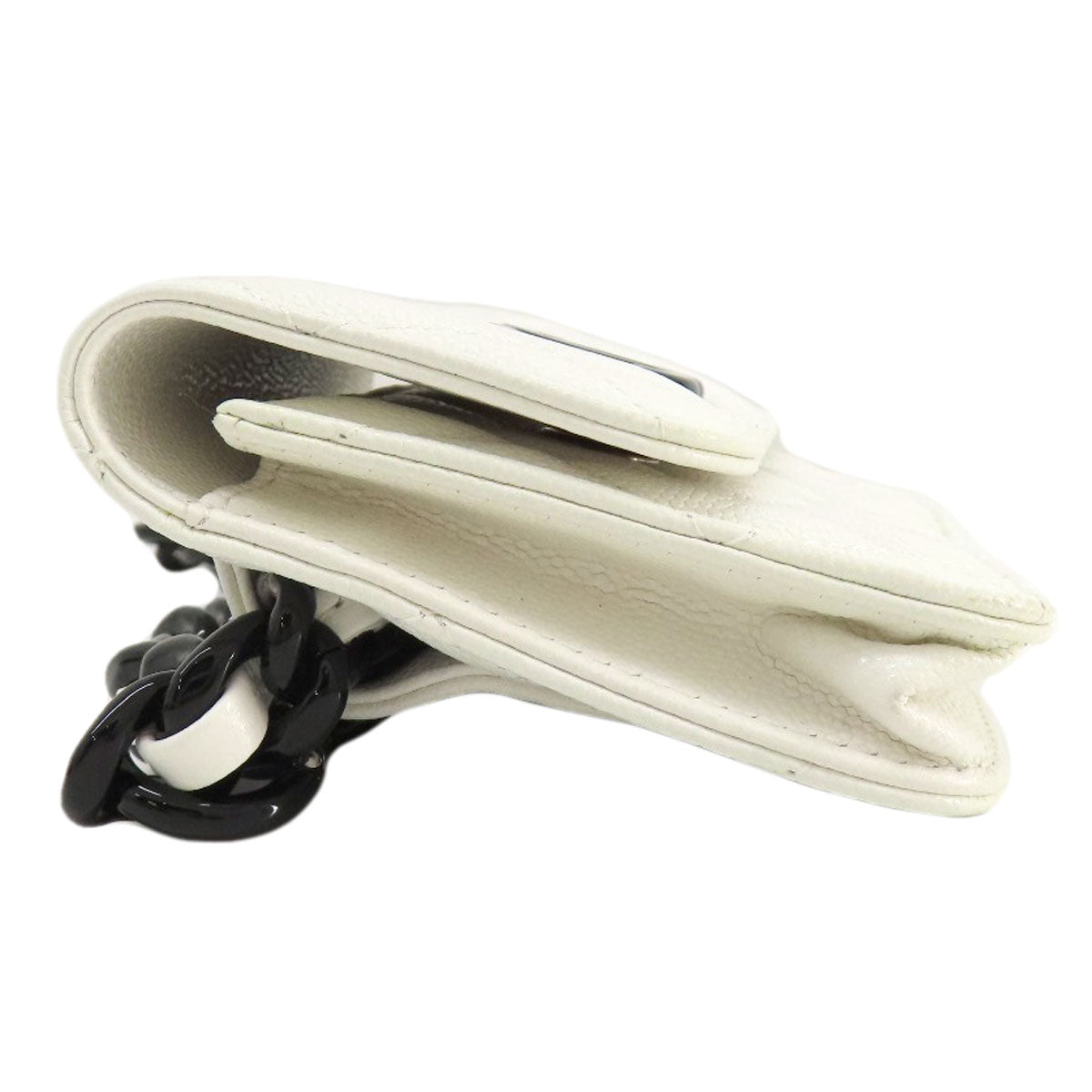 Chanel Hip Grained Calfskin Skin Matelasse SilverMetal White Handbag