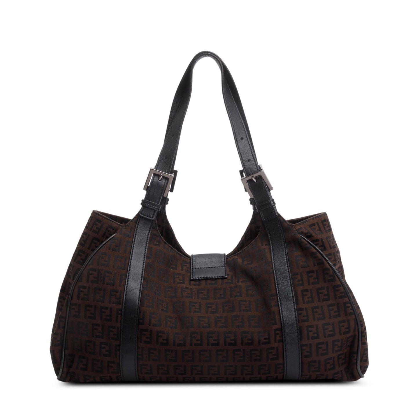 Fendi Zucca Hobo Bag Canvas Brown Travel Bag