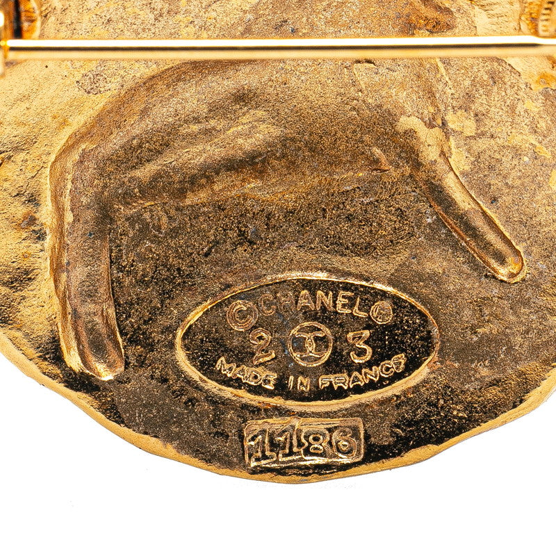 Chanel Gold Plated Lion Logo Brooch Bag