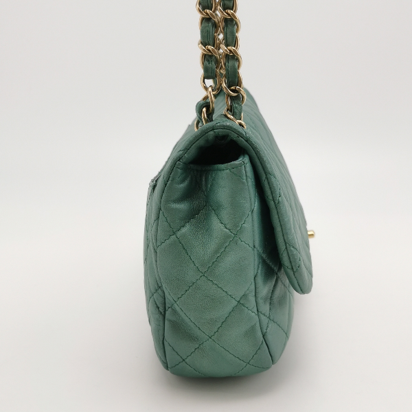 Chanel Classic Flap Teal Gem CC Turn Green Lock Handbag