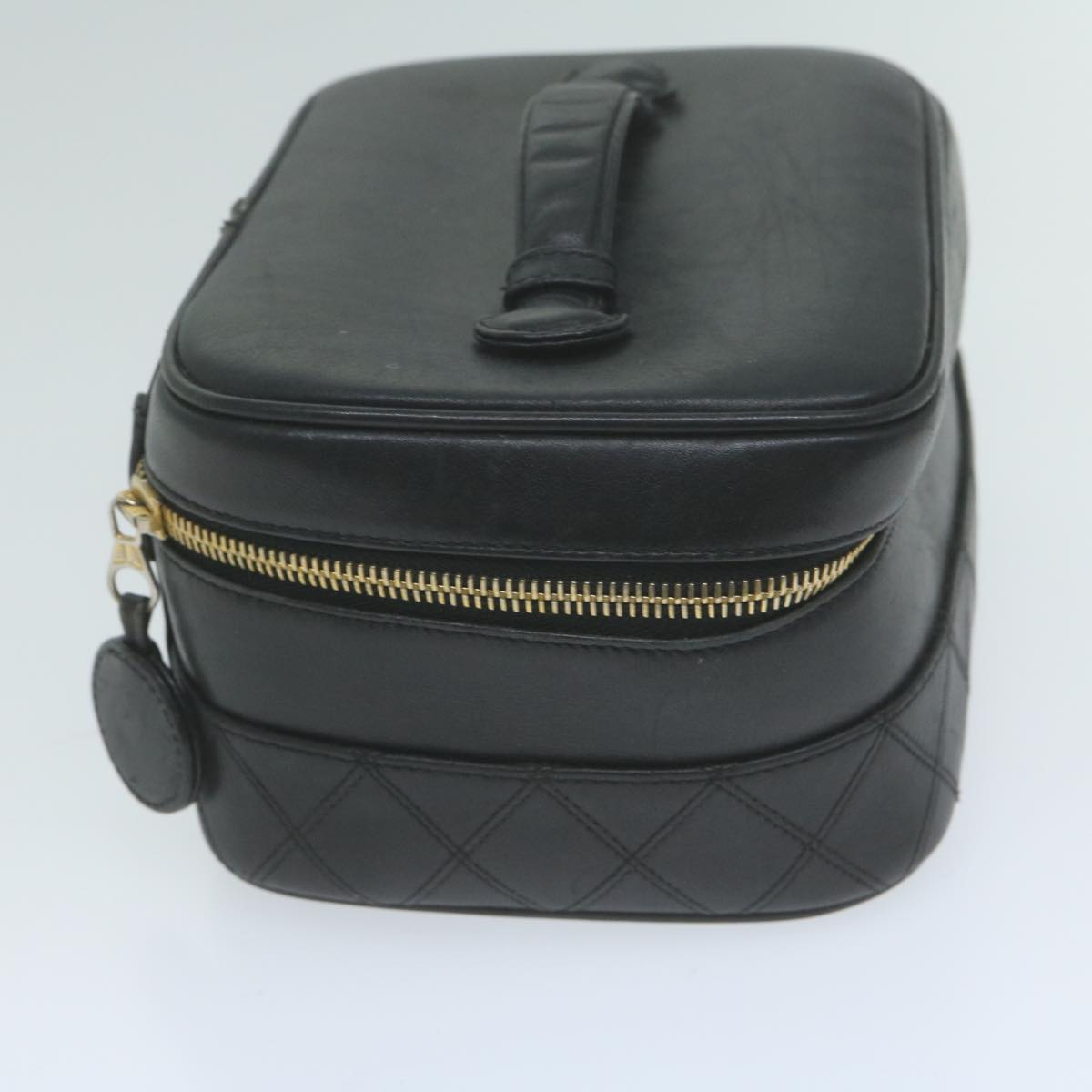 Chanel Bicolole Vanity Cosmetic Pouch Leather Black CC Auth