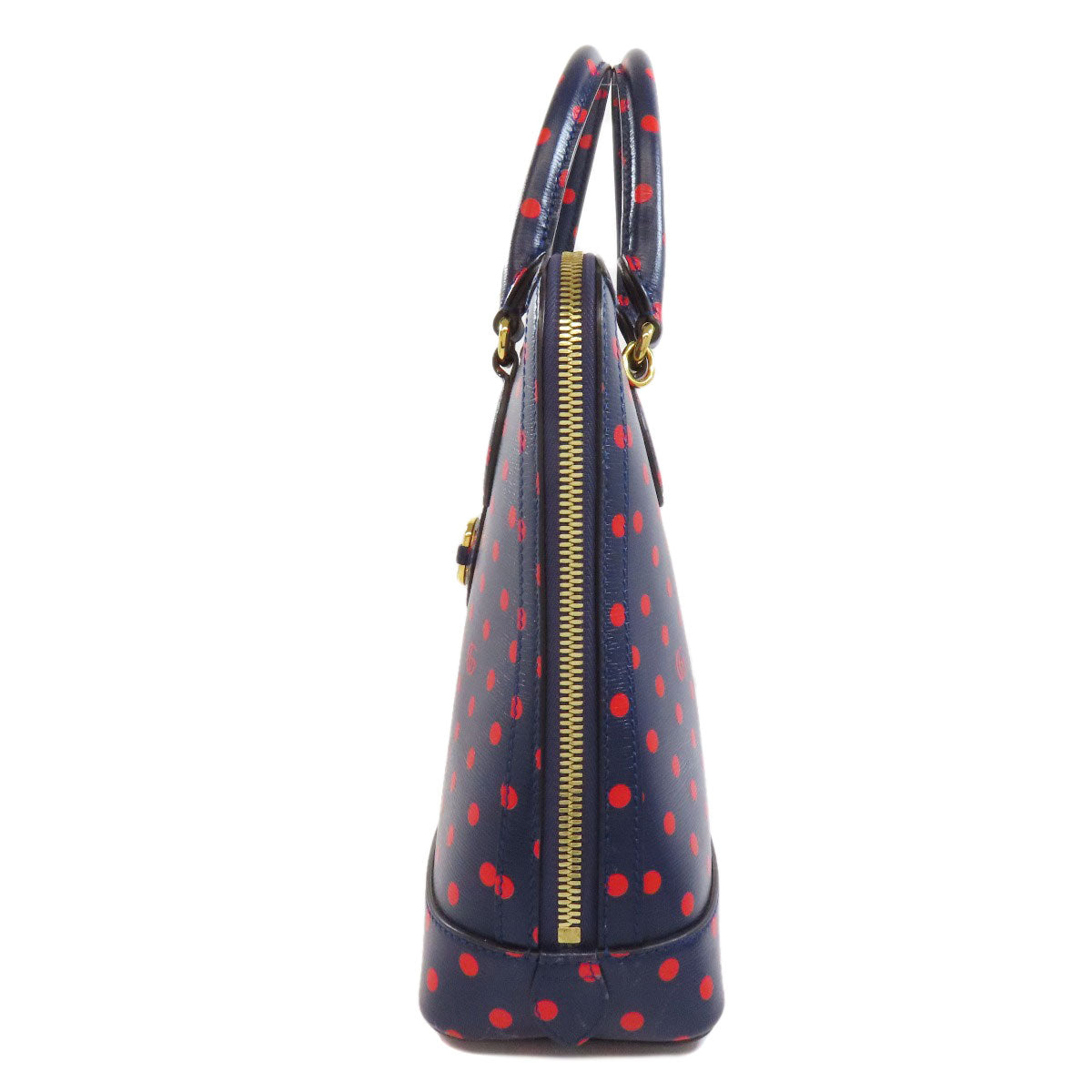 Gucci Horsebit Dot Pattern 2WAY Leather Navy Handbag